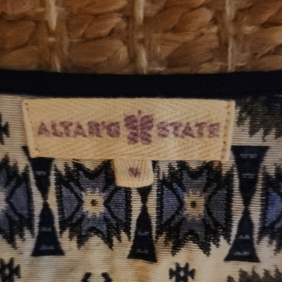 Altar'd State Blue and White Maxi Dress with Flutter Sleeves - Picture 2 of 9